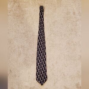 Men's Vintage Axis LA Purple Black Gray Geometric Silk Necktie Made in Korea